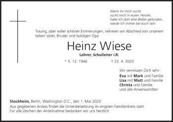 Anzeige von Heinz Wiese von MGO