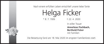Anzeige von Helga Ficker von MGO
