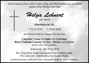 Anzeige von Helga Lehnert von MGO