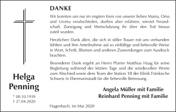 Anzeige von Helga Penning von MGO