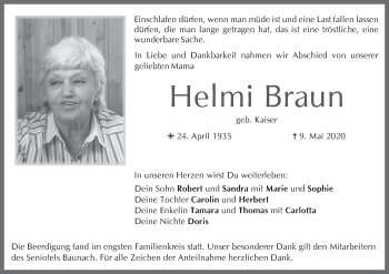 Anzeige von Helmi Braun von MGO