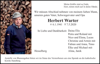Anzeige von Herbert Warter von MGO