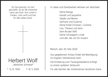 Anzeige von Herbert Wolf von MGO