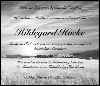 Anzeige von Hildegard Hocke von MGO