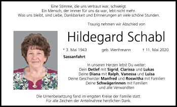 Anzeige von Hildegard Schabl von MGO