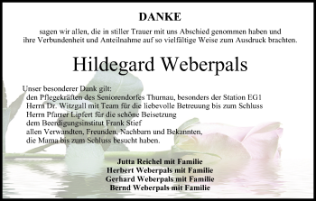 Anzeige von Hildegard Weberpals von MGO