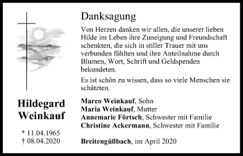 Anzeige von Hildegard Weinkauf von MGO