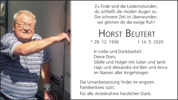 Anzeige von Horst Beutert von MGO