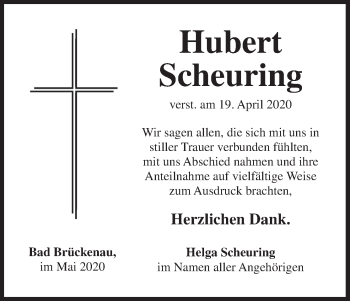 Anzeige von Hubert Scheuring von MGO