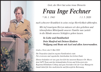 Anzeige von Inge Fechner von MGO