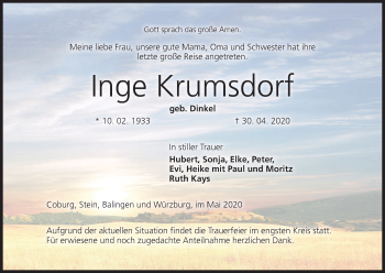 Anzeige von Inge Krumsdorf von MGO