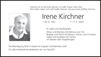 Anzeige von Irene Kirchner von MGO