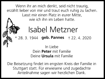 Anzeige von Isabel Metzner von MGO
