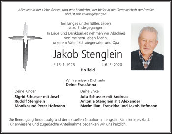 Anzeige von Jakob Stenglein von MGO