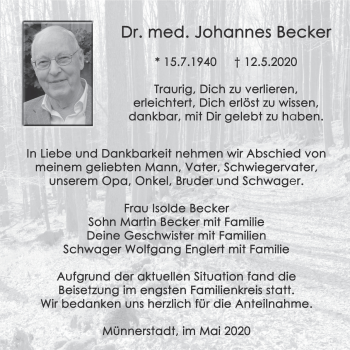 Anzeige von Johannes Becker von MGO
