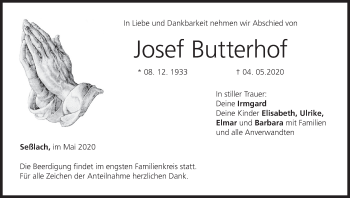 Anzeige von Josef Butterhof von MGO