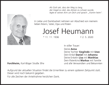 Anzeige von Josef Heumann von MGO