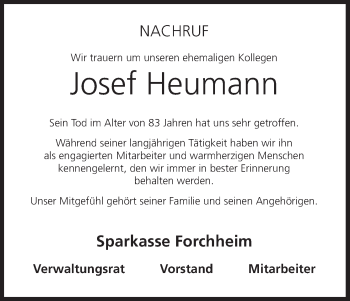Anzeige von Josef Heumann von MGO