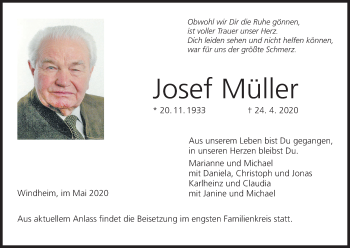 Anzeige von Josef Müller von MGO