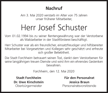 Anzeige von Josef Schuster von MGO