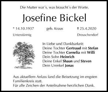 Anzeige von Josefine Bickel von MGO