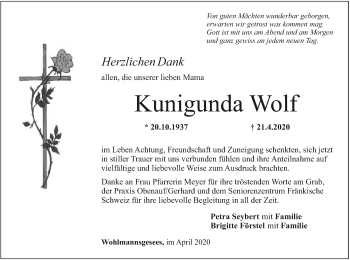 Anzeige von Kunigunda Wolf von MGO