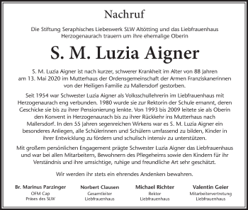 Anzeige von Luzia Aigner von MGO