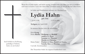 Anzeige von Lydia Hahn von MGO