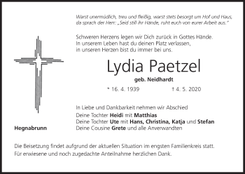 Anzeige von Lydia Paetzel von MGO