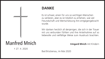 Anzeige von Manfred Mnich von MGO