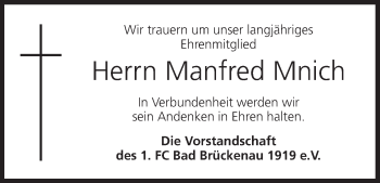 Anzeige von Manfred Mnich von MGO