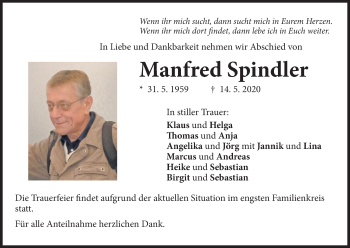 Anzeige von Manfred Spindler von MGO
