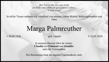 Anzeige von Marga Palmreuther von MGO