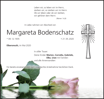 Anzeige von Margareta Bodenschatz von MGO