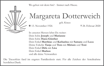 Anzeige von Margareta Dotterweich von MGO