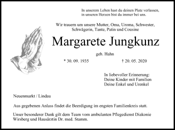 Anzeige von Margarete Jungkunz von MGO