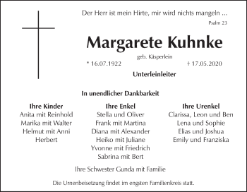 Anzeige von Margarete Kuhnke von MGO