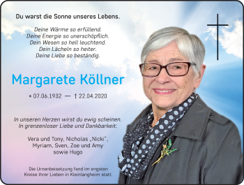 Anzeige von Margarete Köllner von MGO