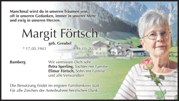 Anzeige von Margit Förtsch von MGO