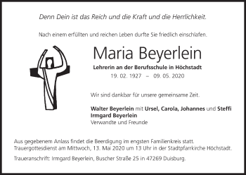 Anzeige von Maria Beyerlein von MGO