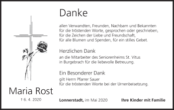 Anzeige von Maria Rost von MGO