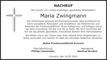 Anzeige von Maria Zwingmann von MGO