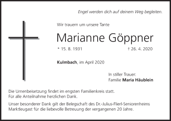 Anzeige von Marianne Göppner von MGO