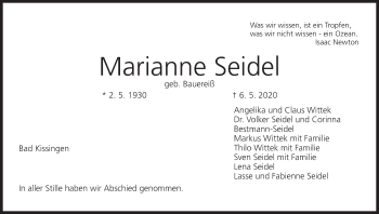 Anzeige von Marianne Seidel von MGO
