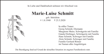 Anzeige von Marie-Luise Schmitt von MGO