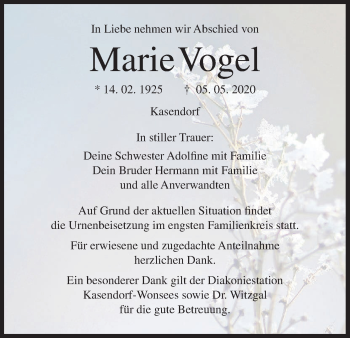 Anzeige von Marie Vogel von MGO