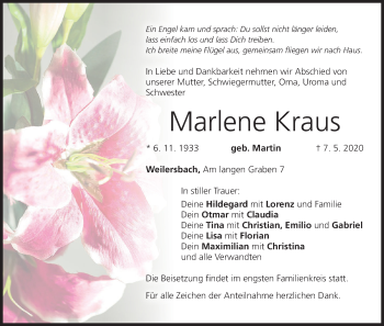 Anzeige von Marlene Kraus von MGO