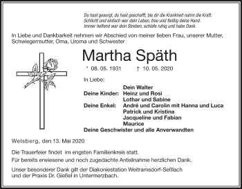 Anzeige von Martha Späth von MGO