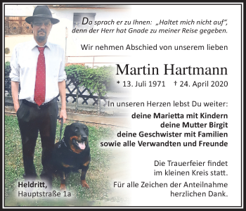 Anzeige von Martin Hartmann von MGO