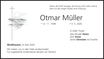 Anzeige von Otmar Müller von MGO
